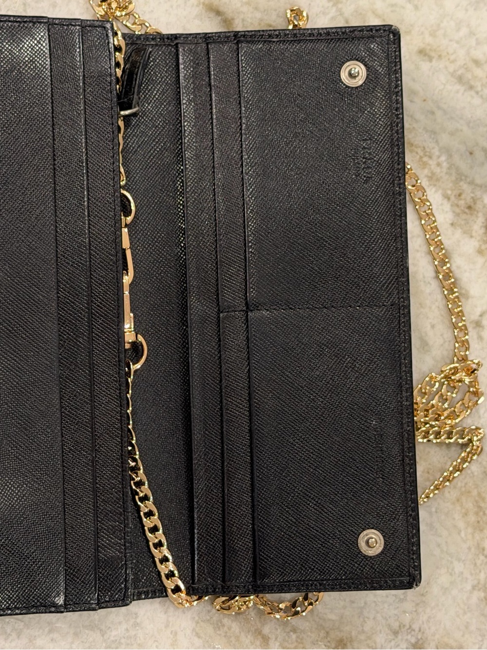 Prada Black Saffiano Leather Chain Wallet with Gold Hardware - Picture 2 of 2